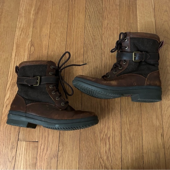 Ugg Australia Kesey Brown Lace Up Leather Combat Outdoor Boot Women’s Size 6 - Picture 2 of 9
